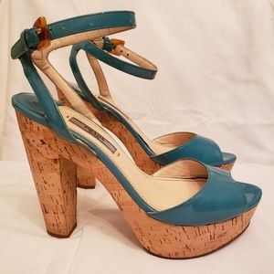 Prada Turquoise Platforms with Cork Heel